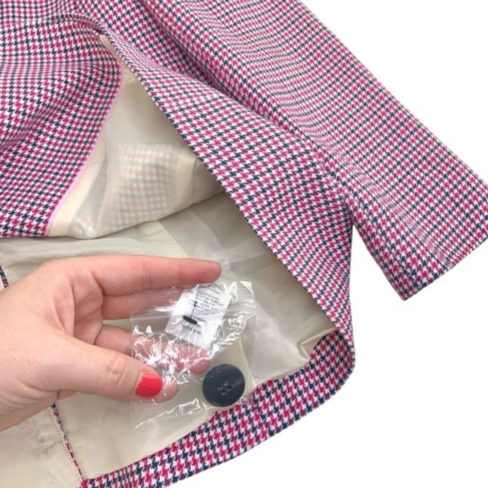 NWOT Talbots Pink and Black Houndstooth Double Breasted Blazer - Picture 3 of 7